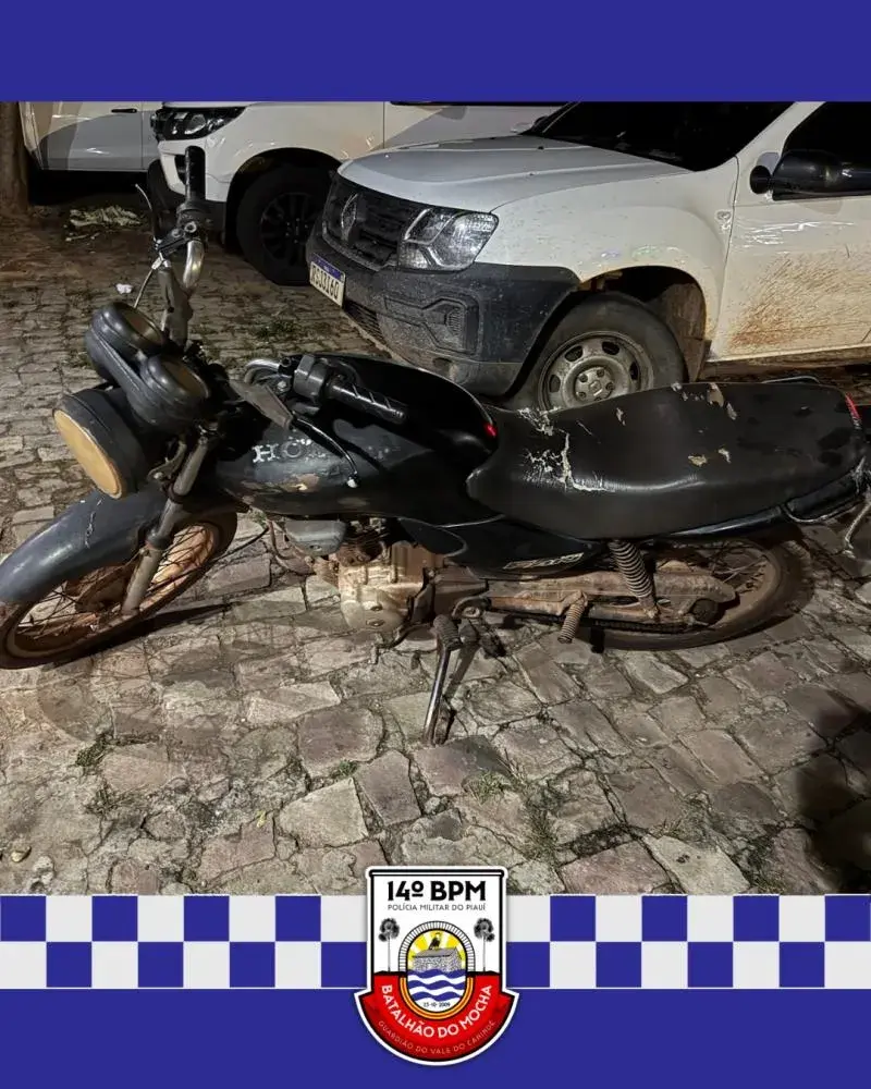  Motocicleta sem placa e com chassi adulterado é apreendida na zona rural de São João da Varjota