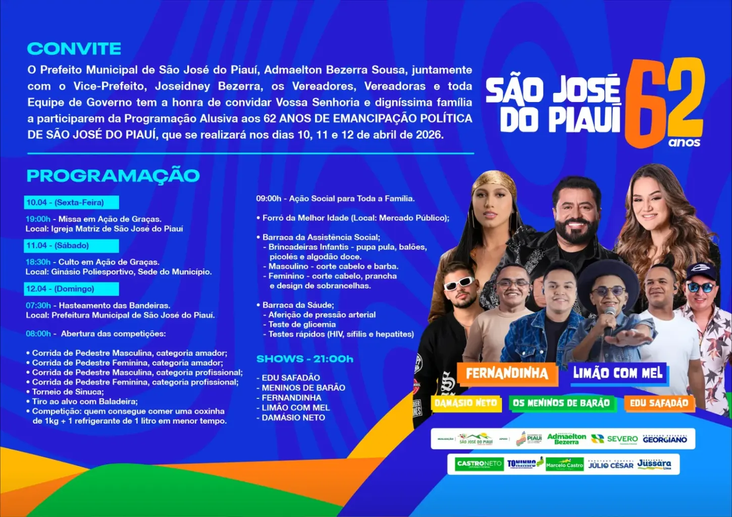    🎉 São José do Piauí celebra 62 anos com grande festa na noite deste domingo (12)