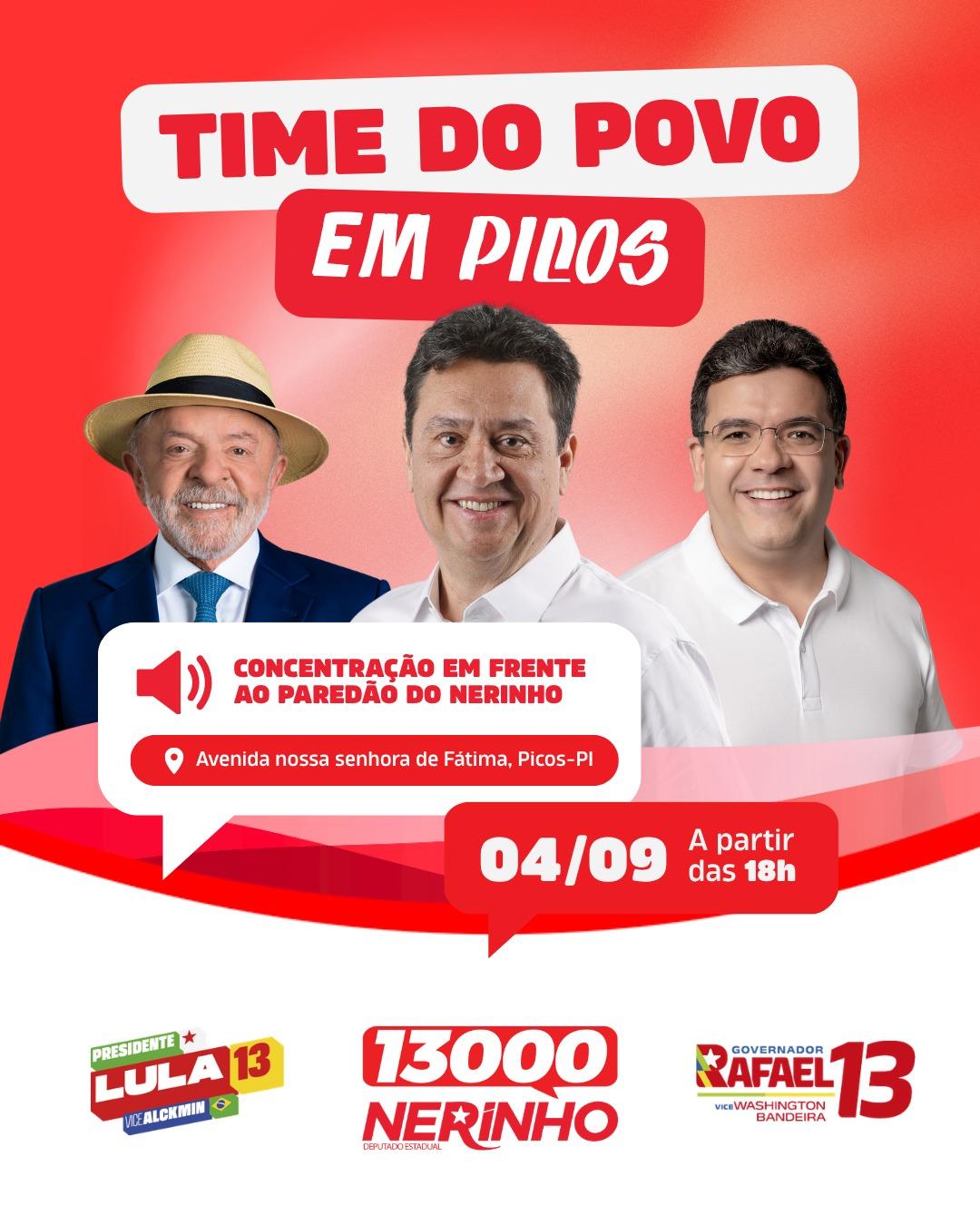 Nerinho reúne multidão em Teresina e anuncia comício com Rafael Fonteles em Picos