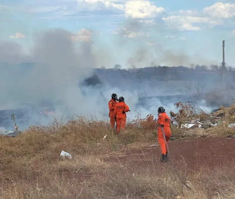 Em apenas cinco horas, bombeiros atendem cinco incêndios em vegetação na cidade de Picos