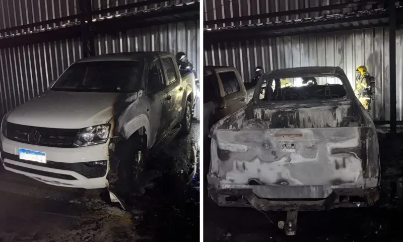 Três veículos pegam fogo dentro de oficina na zona Leste de Teresina