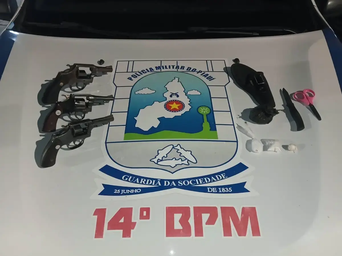 PM apreende três armas de fogo, munições e drogas durante operação em balneário no Piauí