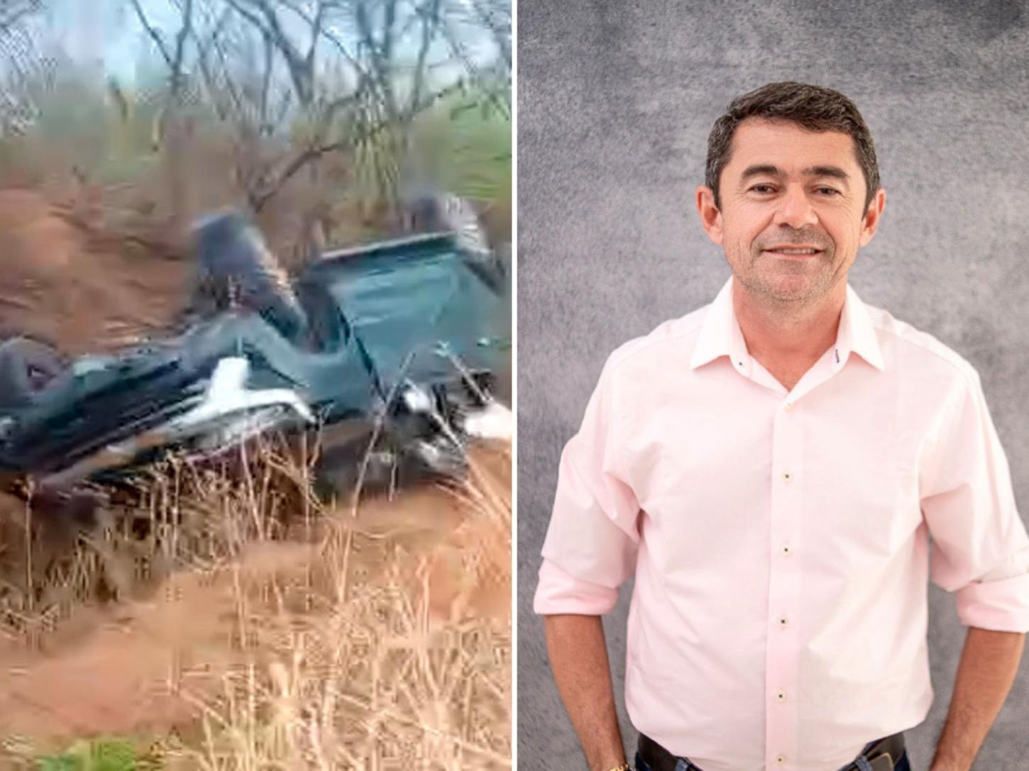 Prefeito de Santa Luz e vereador sofrem acidente e caminhonete capota na BR-135 no Sul do Piauí