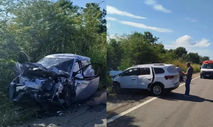 Colisão frontal entre dois carros deixa feridos na BR-343, no litoral do Piauí