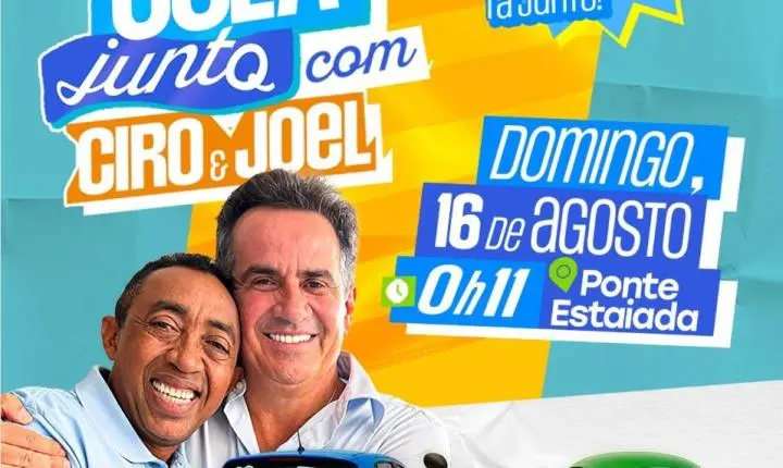 Joel Rodrigues e Ciro Nogueira oficializam campanha com adesivaço na Ponte Estaiada