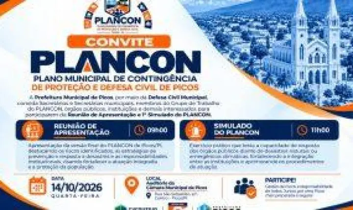 Prefeitura de Picos realiza apresentação do PLANCON e primeiro simulado de resposta a desastres