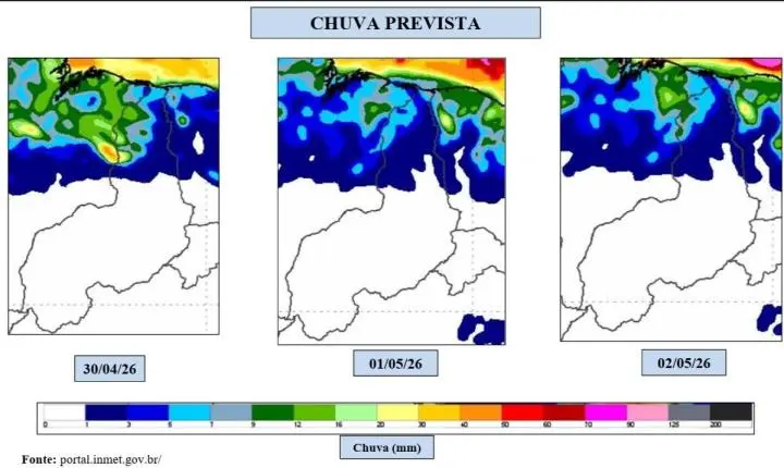 🌧️ Previsão do tempo aponta chuvas intensas no Norte e Centro-Norte do Piauí até o início de maio